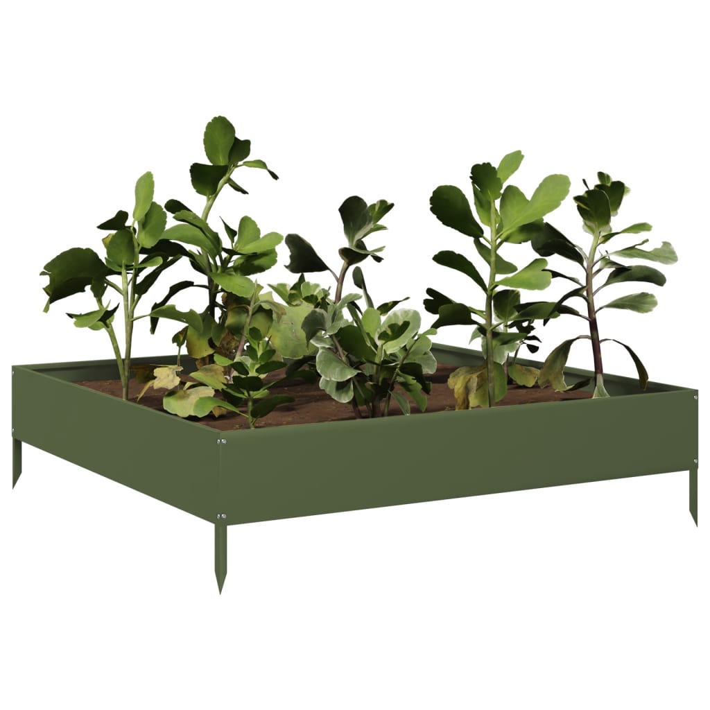 Garden Raised Bed Olive green 100x100x26 cm Steel