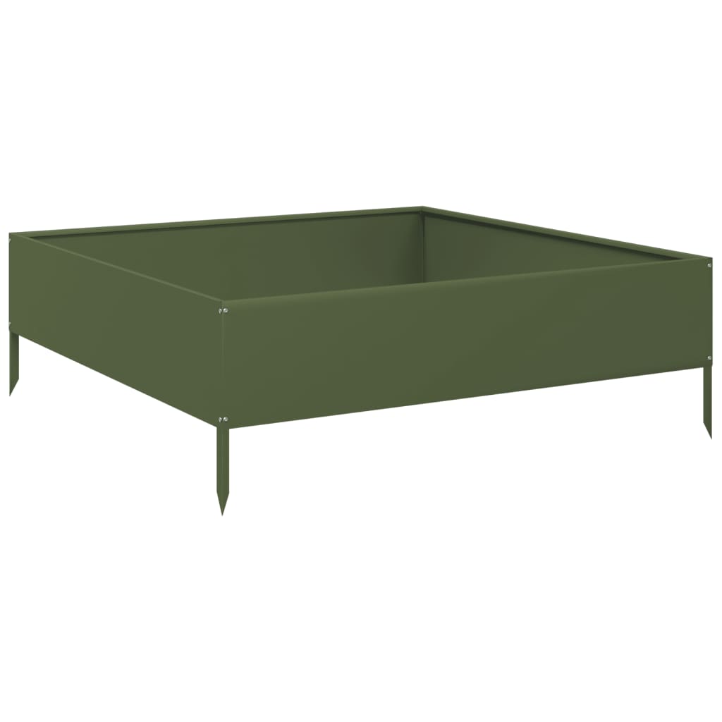 Garden Raised Bed Olive green 100x100x33.5 cm Steel