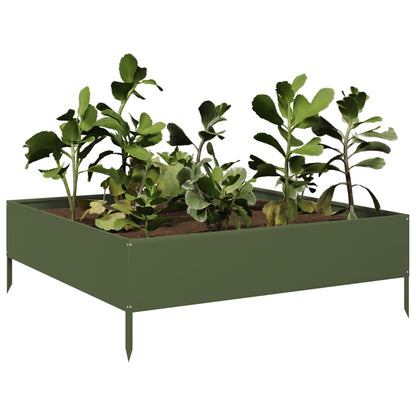 Garden Raised Bed Olive green 100x100x33.5 cm Steel