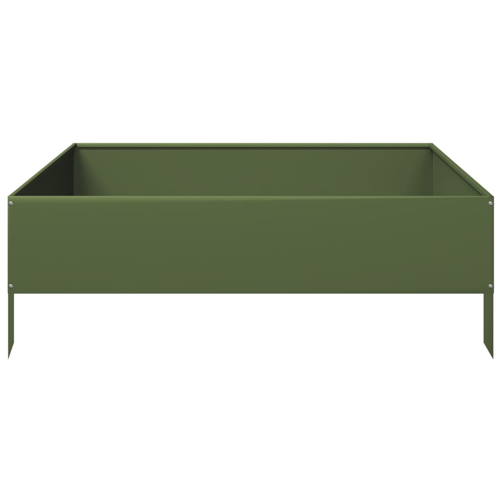 Garden Raised Bed Olive green 100x100x33.5 cm Steel