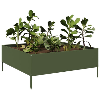 Garden Raised Bed Olive green 100x100x25 cm Steel