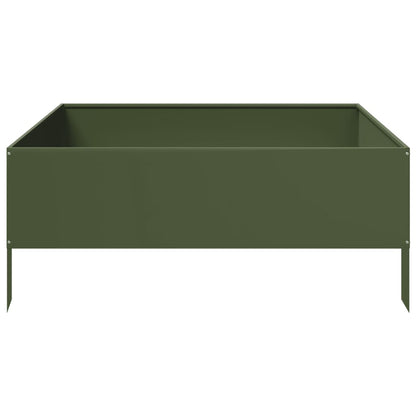 Garden Raised Bed Olive green 100x100x25 cm Steel