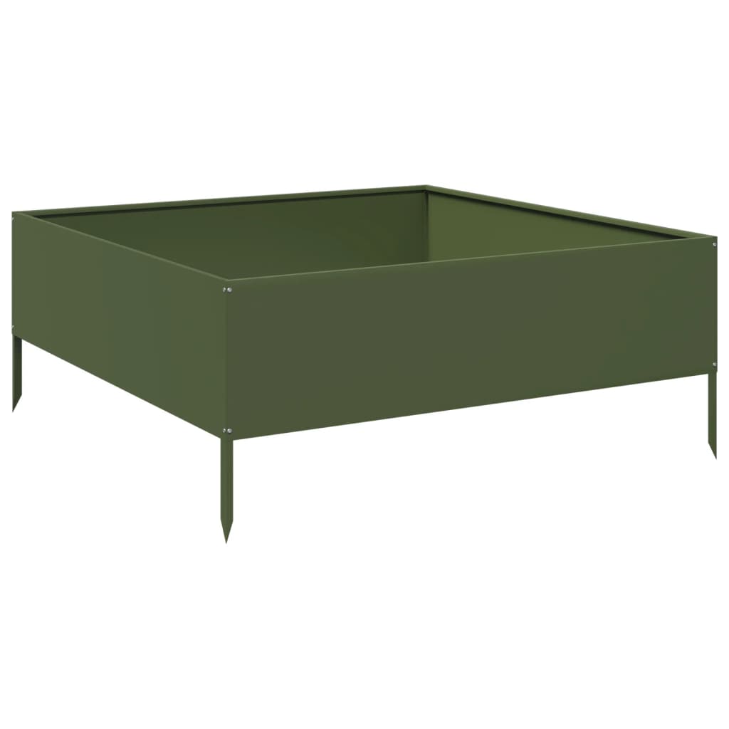 Garden Raised Bed Olive green 100x100x25 cm Steel