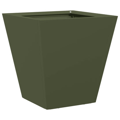 Garden Planters Olive Green 2 pcs 30x30x30 cm Steel