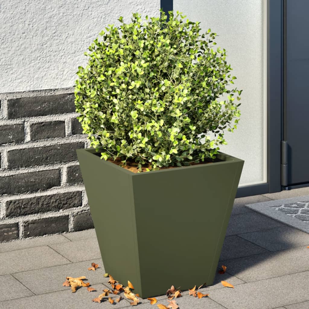 Garden Planters Olive Green 2 pcs 30x30x30 cm Steel