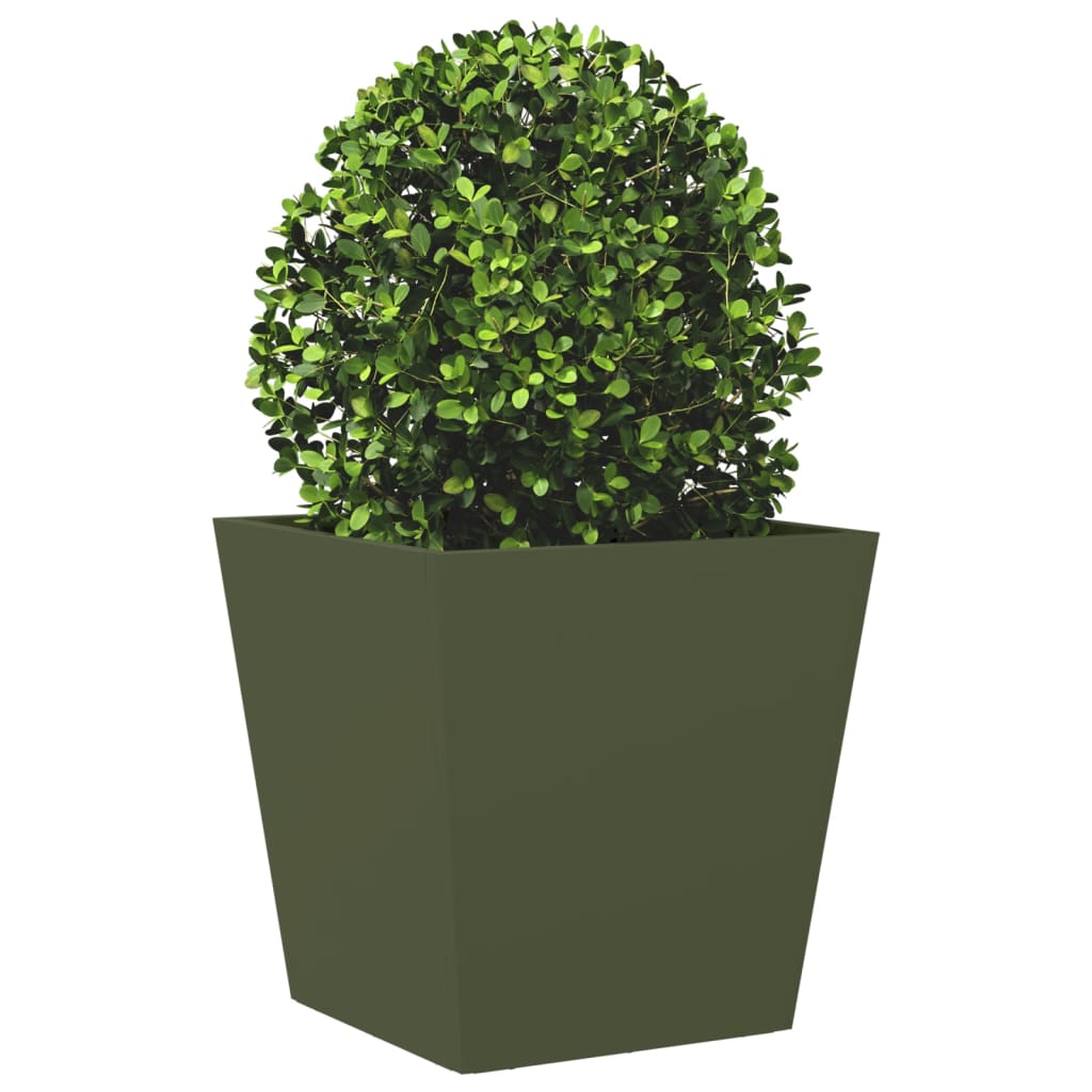 Garden Planter Olive Green 40x40x40 cm Steel