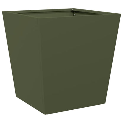 Garden Planter Olive Green 40x40x40 cm Steel