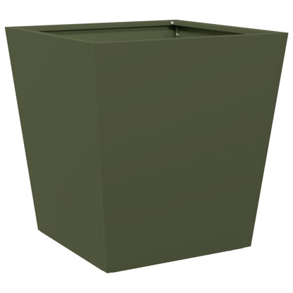 Garden Planters Olive Green 2 pcs 40x40x40 cm Steel