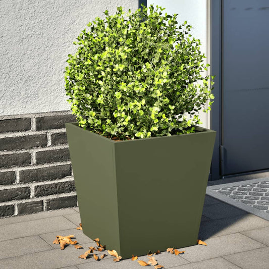 Garden Planters Olive Green 2 pcs 40x40x40 cm Steel