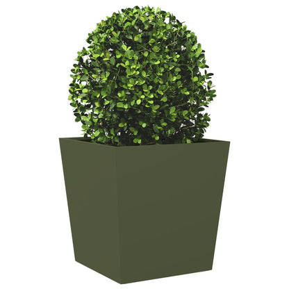 Garden Planter Olive Green 50x50x50 cm Steel