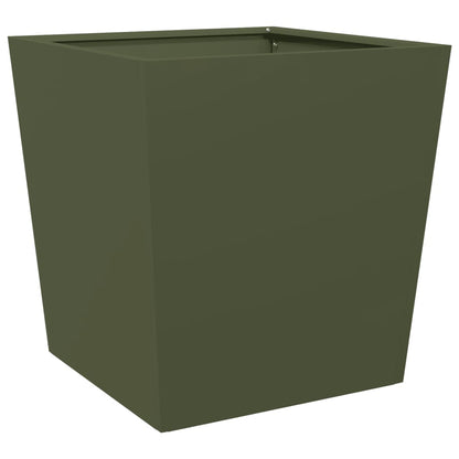 Garden Planters Olive Green 2 pcs 50x50x50 cm Steel