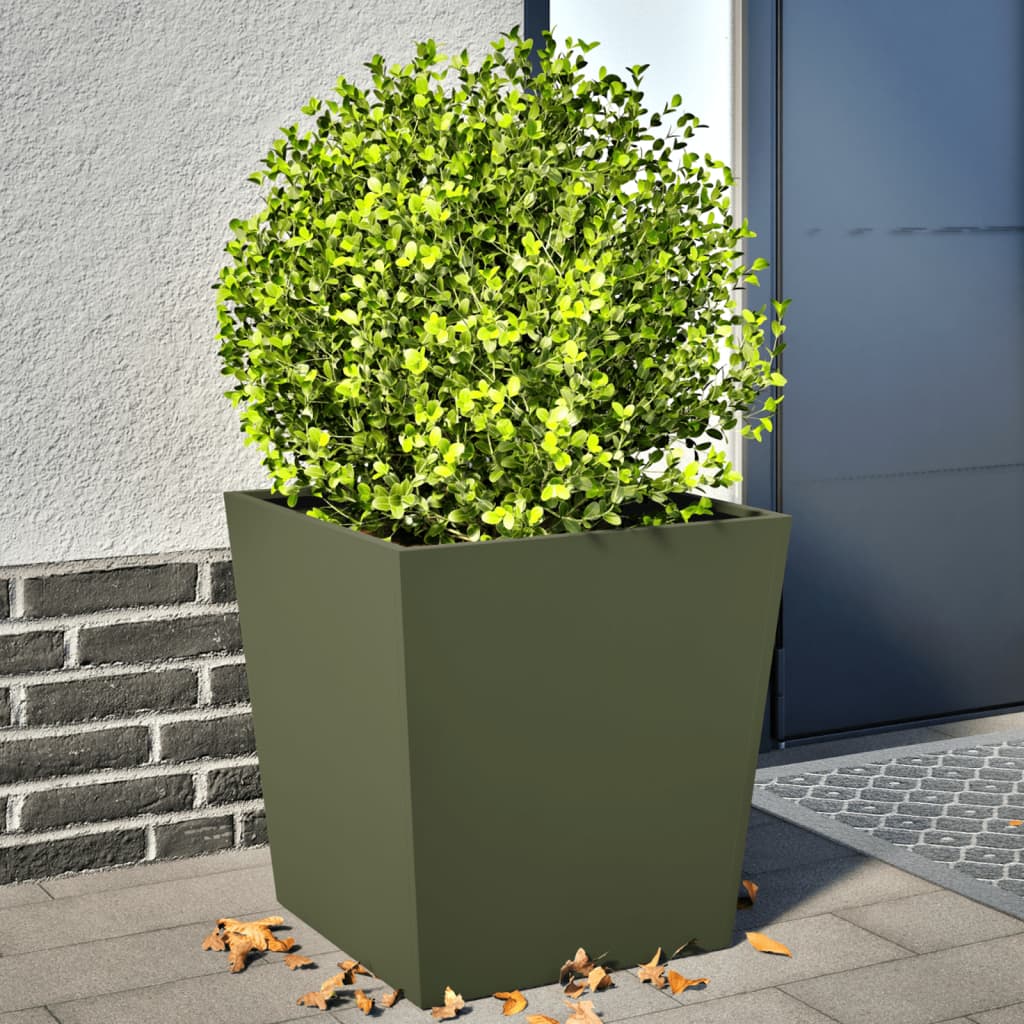 Garden Planters Olive Green 2 pcs 50x50x50 cm Steel