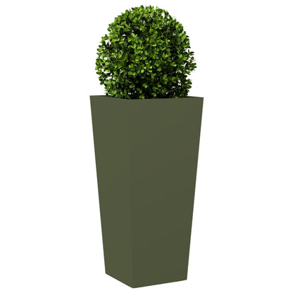 Garden Planter Olive Green 35x35x75 cm Steel