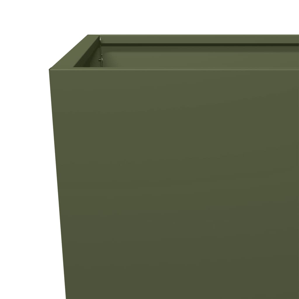 Garden Planter Olive Green 35x35x75 cm Steel