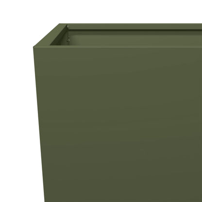 Garden Planter Olive Green 35x35x75 cm Steel