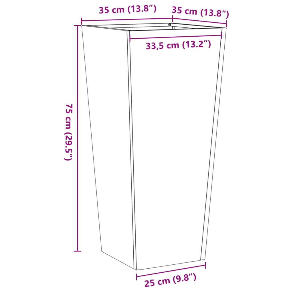 Garden Planter Olive Green 35x35x75 cm Steel