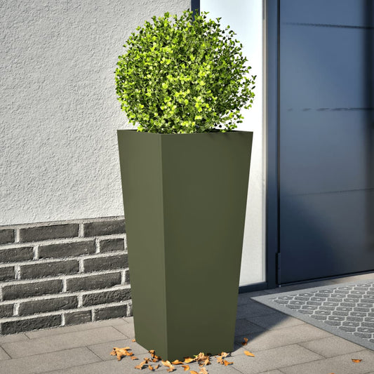 Garden Planters Olive Green 2 pcs 35x35x75 cm Steel