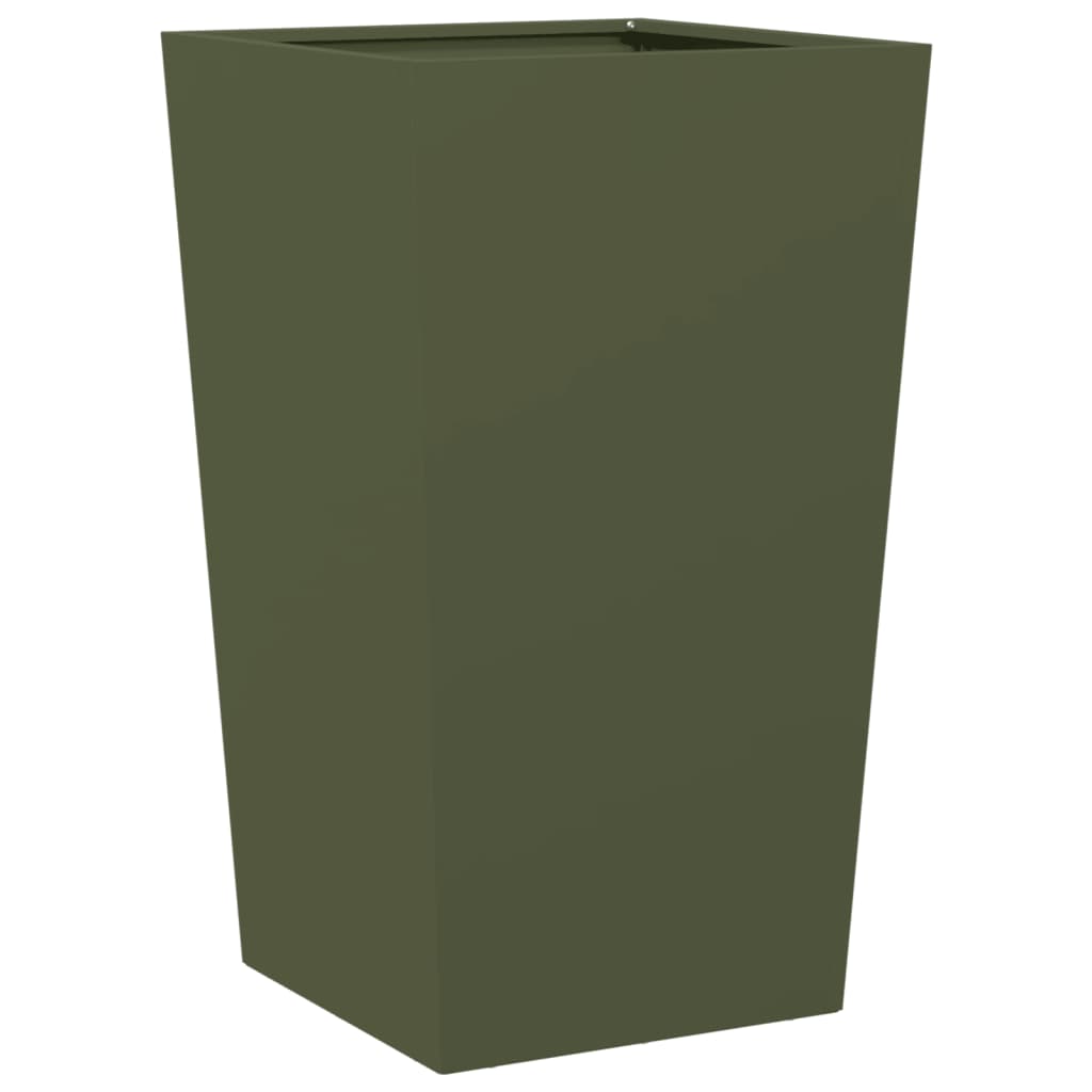 Garden Planter Olive Green 45x45x75 cm Steel