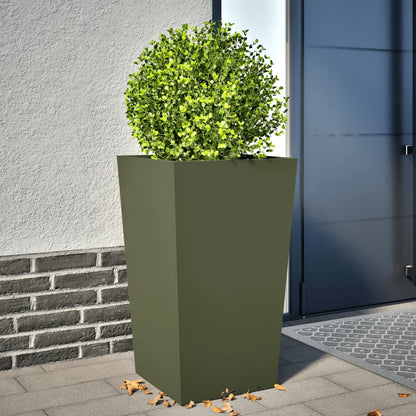 Garden Planter Olive Green 45x45x75 cm Steel