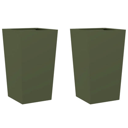 Garden Planters Olive Green 2 pcs 45x45x75 cm Steel