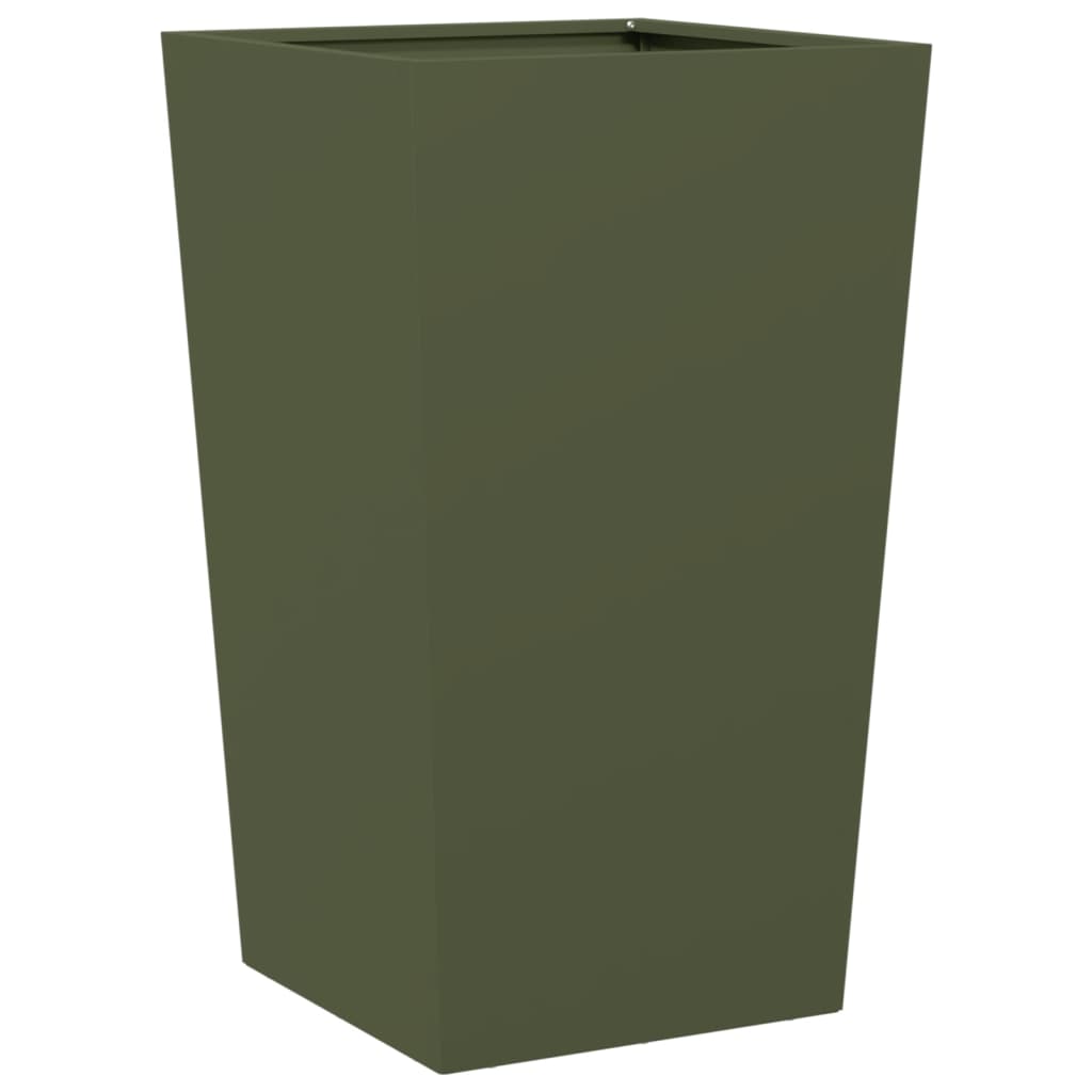 Garden Planters Olive Green 2 pcs 45x45x75 cm Steel