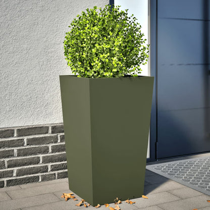 Garden Planters Olive Green 2 pcs 45x45x75 cm Steel