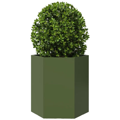 Garden Planter Olive Green Hexagon 46x40x45 cm Steel