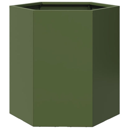 Garden Planter 2 pcs Olive Green Hexagon 46x40x45 cm Steel