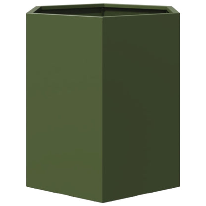 Garden Planter 2 pcs Olive Green Hexagon 46x40x45 cm Steel