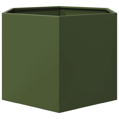 Garden Planter Olive Green Hexagon 69x60x45 cm Steel