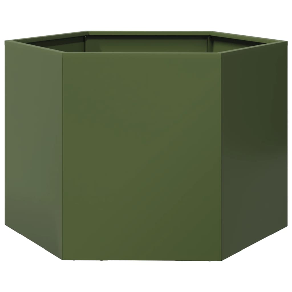 Garden Planter Olive Green Hexagon 69x60x45 cm Steel