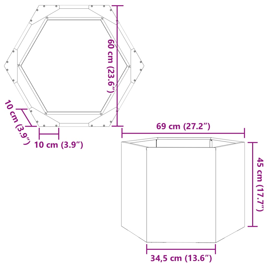 Garden Planter Olive Green Hexagon 69x60x45 cm Steel