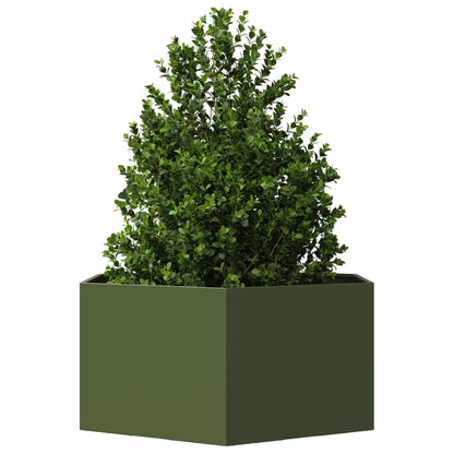 Garden Planter Olive Green Hexagon 104x90x45 cm Steel