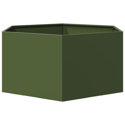 Garden Planter Olive Green Hexagon 104x90x45 cm Steel