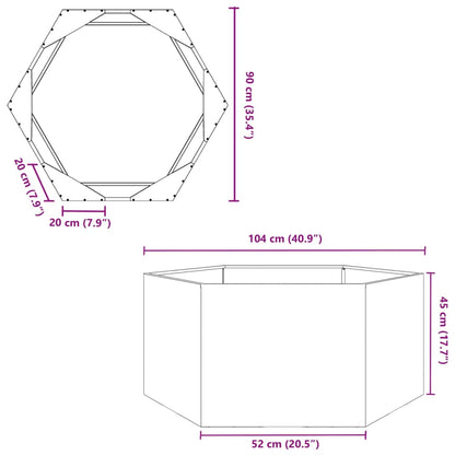 Garden Planter Olive Green Hexagon 104x90x45 cm Steel