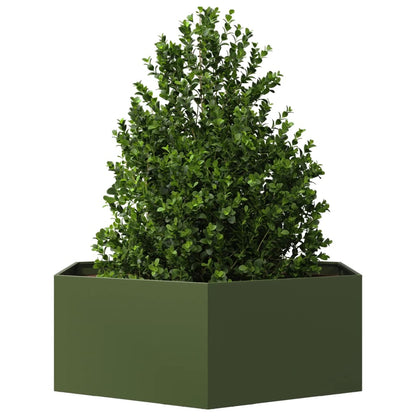 Garden Planter Olive Green Hexagon 138x120x45 cm Steel