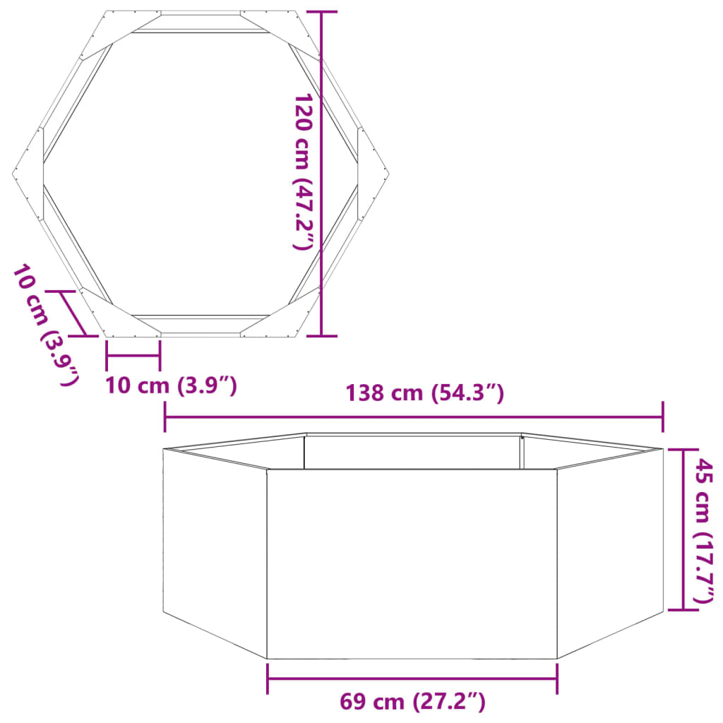 Garden Planter Olive Green Hexagon 138x120x45 cm Steel