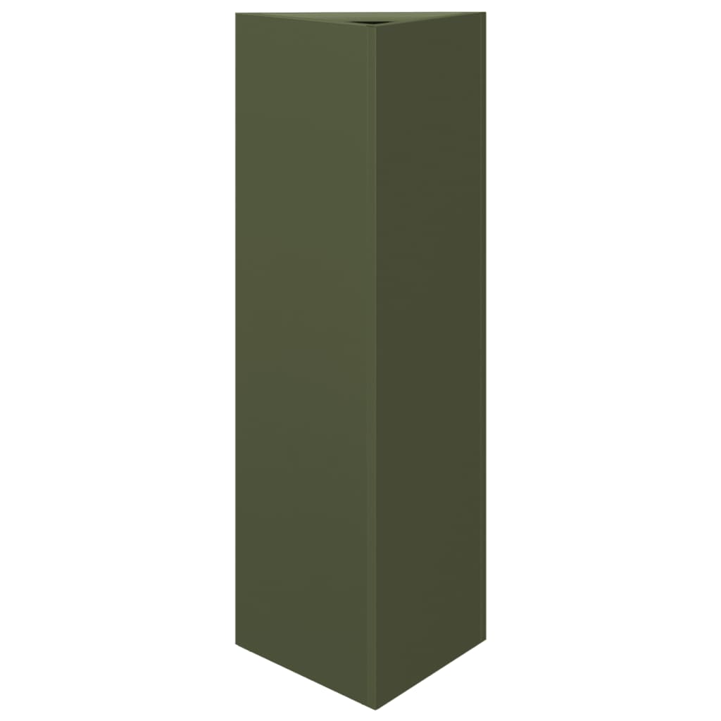 Garden Planter Olive Green Triangular 30x26x75 cm Steel