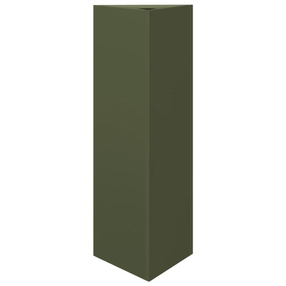 Garden Planter Olive Green Triangular 30x26x75 cm Steel