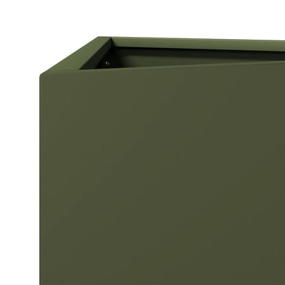 Garden Planter Olive Green Triangular 30x26x75 cm Steel