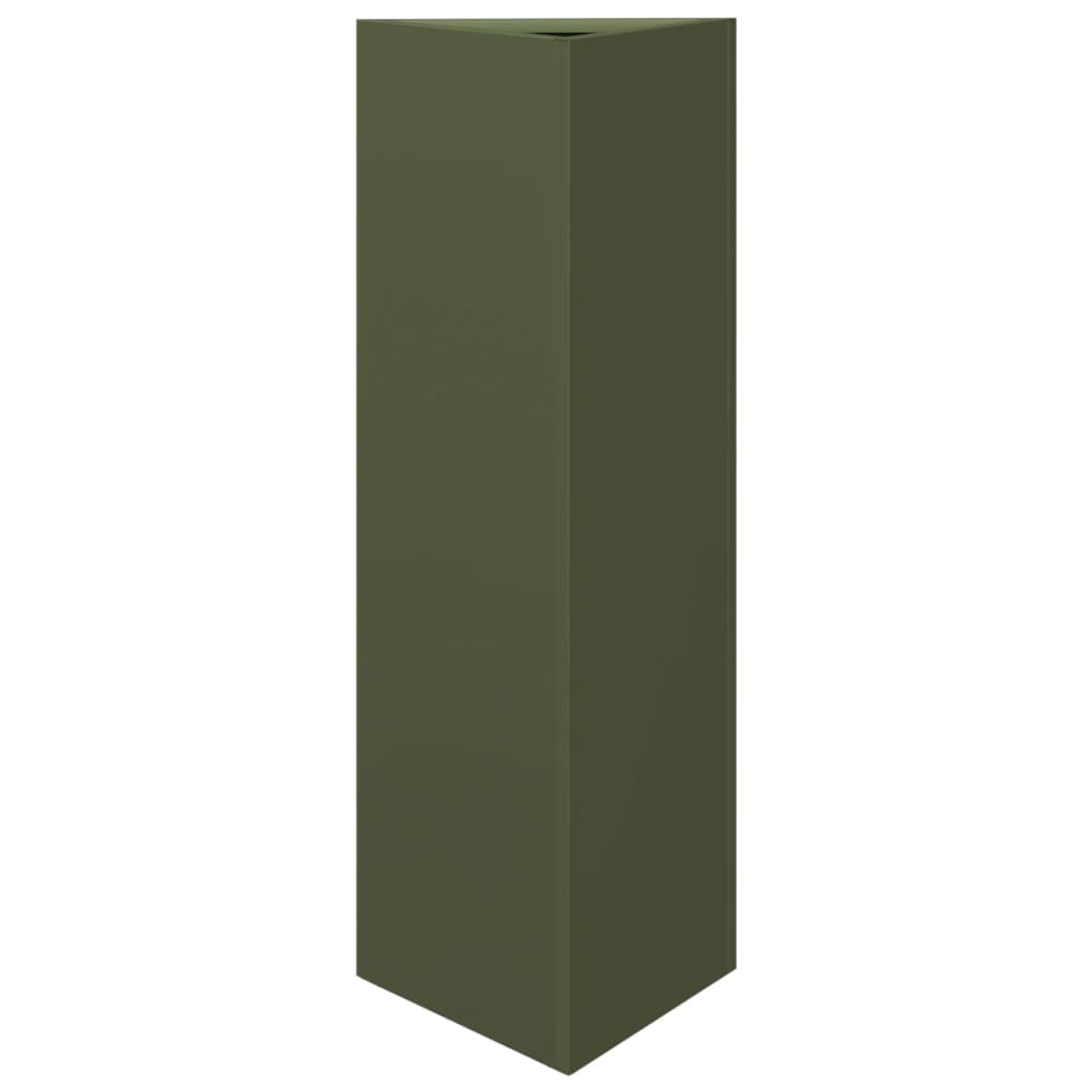 Garden Planters 2 pcs Olive Green Triangular 30x26x75 cm Steel