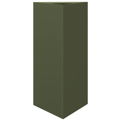 Garden Planter Olive Green Triangular 40x34.5x70 cm Steel