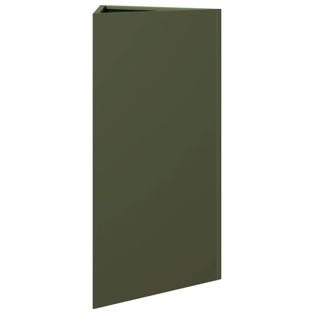 Garden Planter Olive Green Triangular 40x34.5x70 cm Steel