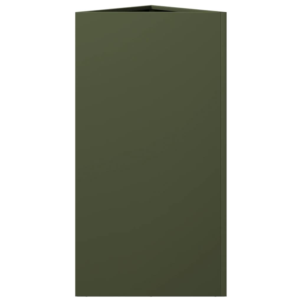 Garden Planter Olive Green Triangular 40x34.5x70 cm Steel