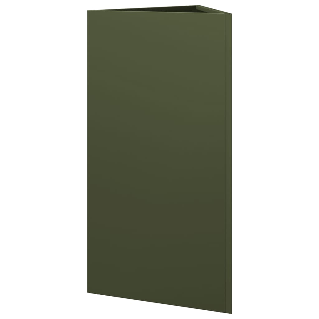 Garden Planter Olive Green Triangular 40x34.5x70 cm Steel