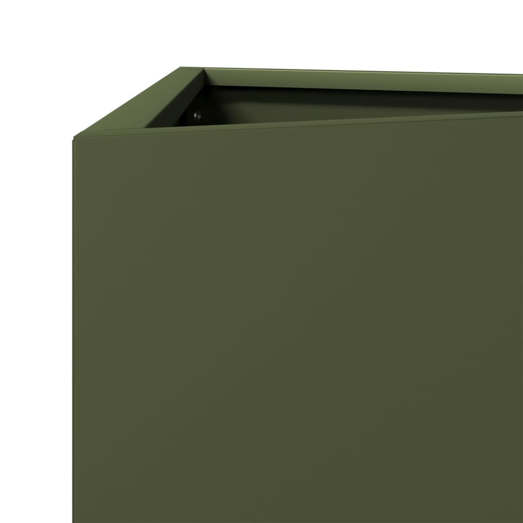 Garden Planter Olive Green Triangular 40x34.5x70 cm Steel