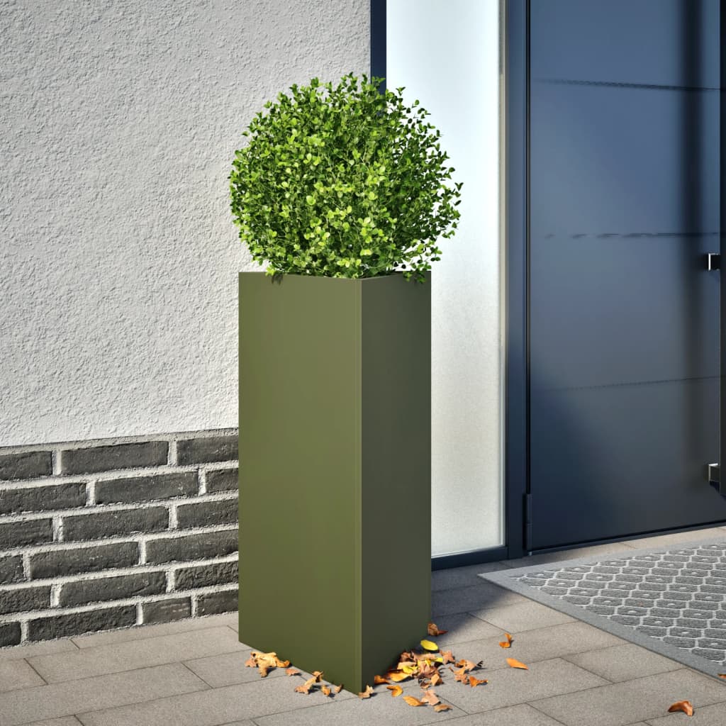 Garden Planter Olive Green Triangular 40x34.5x70 cm Steel