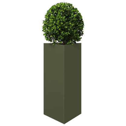 Garden Planters 2 pcs Olive Green Triangular 40x34.5x70 cm Steel