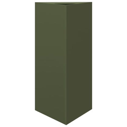 Garden Planters 2 pcs Olive Green Triangular 40x34.5x70 cm Steel