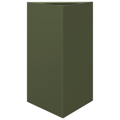 Garden Planter Olive Green Triangular 50x43x75 cm Steel